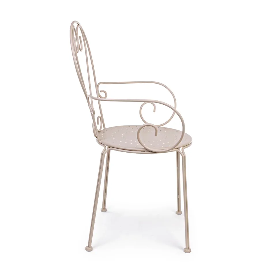 Trädgårdsstol med armstöd Shabby Chic Design i stål - Förtrollning Viadurini