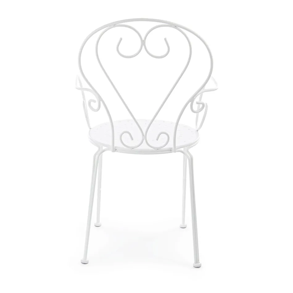 Trädgårdsstol med armstöd Shabby Chic Design i stål - Förtrollning Viadurini