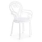 Trädgårdsstol med armstöd Shabby Chic Design i stål - Förtrollning Viadurini