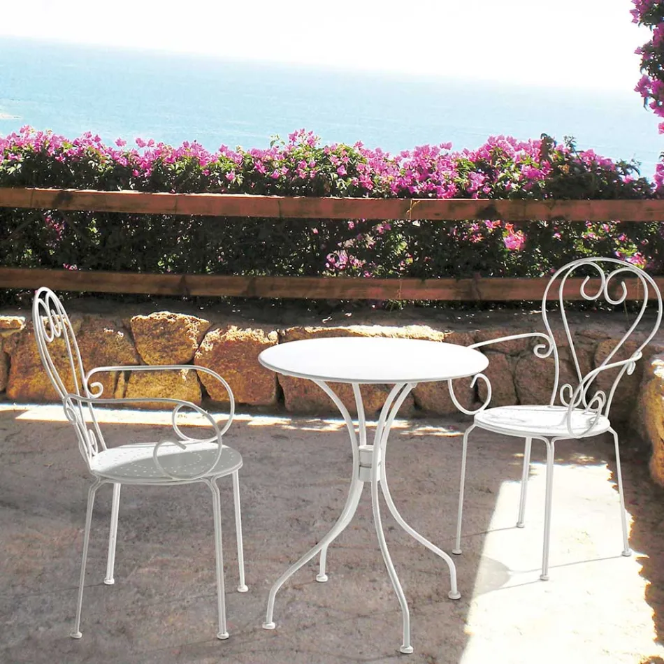 Trädgårdsstol med armstöd Shabby Chic Design i stål - Förtrollning Viadurini