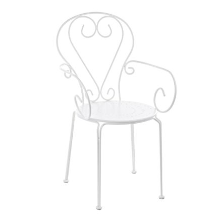 Trädgårdsstol med armstöd Shabby Chic Design i stål - Förtrollning Viadurini