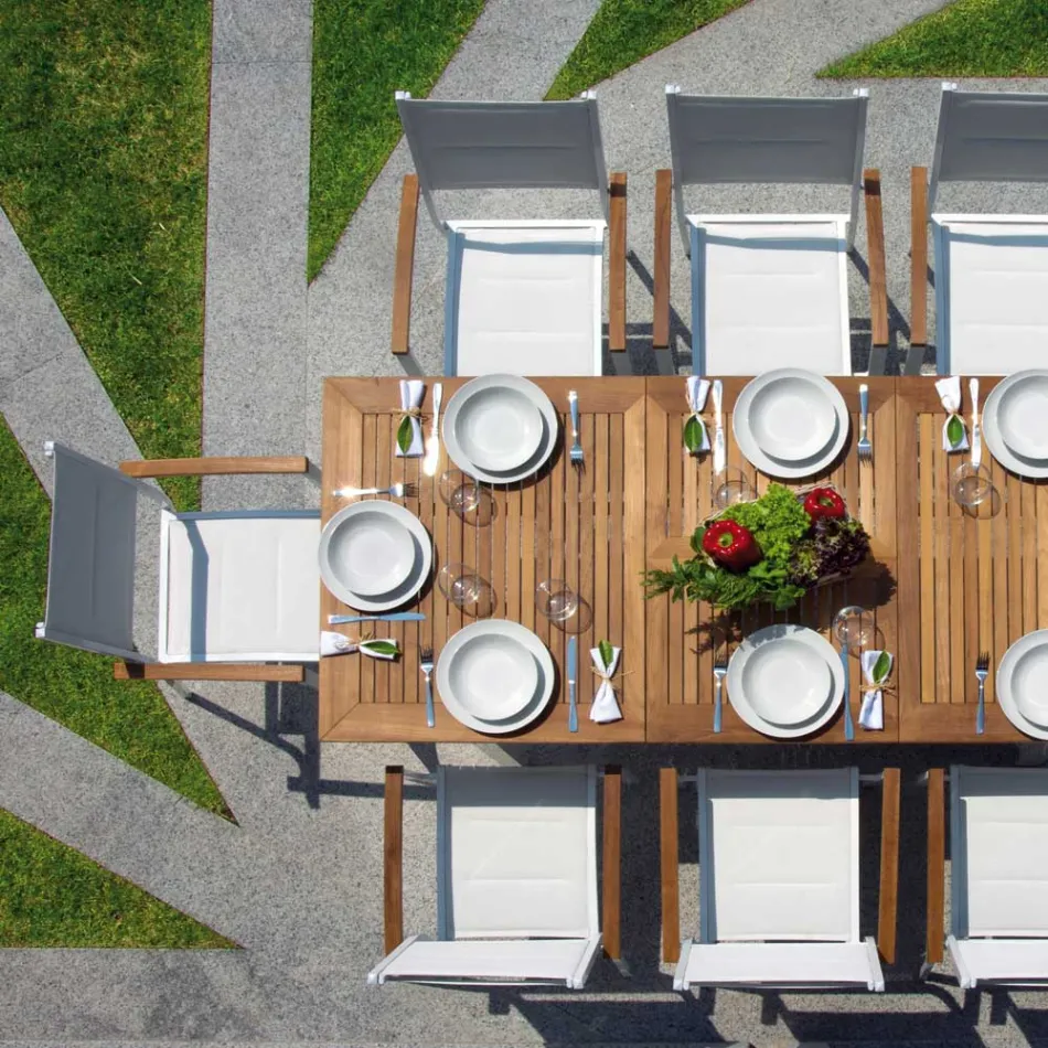 Stapelbar trädgårdsstol i vit aluminium med armstöd - Lyonel Viadurini