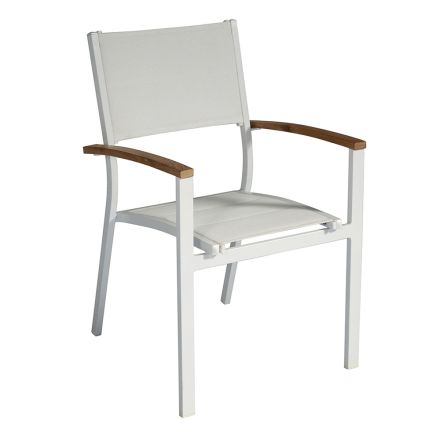 Stapelbar trädgårdsstol i vit aluminium med armstöd - Lyonel Viadurini