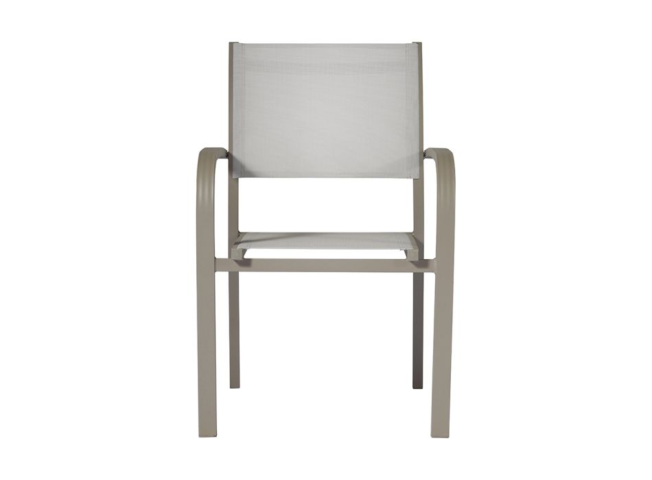Stapelbar trädgårdsstol i aluminium med designarmstöd - Gontran Viadurini