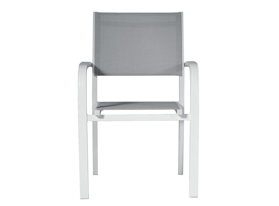 Stapelbar trädgårdsstol i aluminium med designarmstöd - Gontran Viadurini