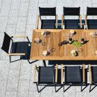 Stapelbar trädgårdsstol i antracitgrå aluminium och teak - Aidan Viadurini