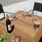 Stapelbar trädgårdsstol i antracitgrå aluminium och teak - Aidan Viadurini