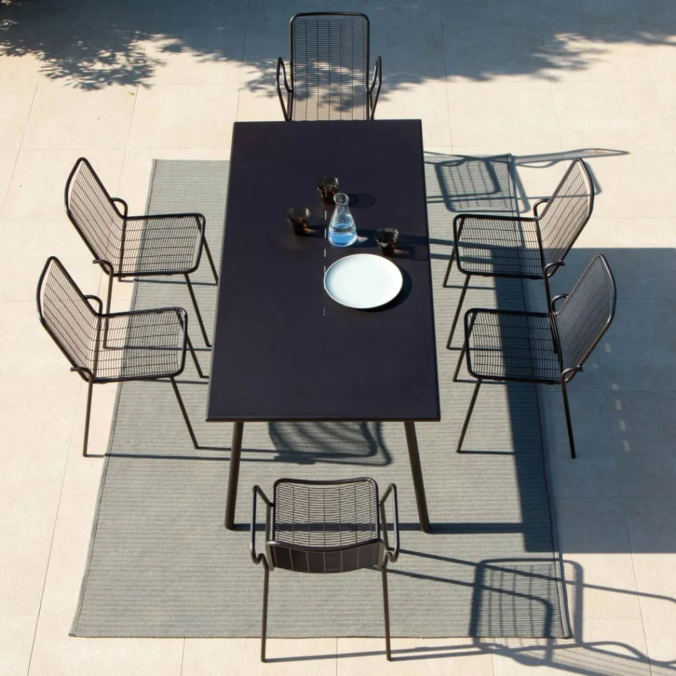 Stapelbar trädgårdsstol i galvaniserad metall Tillverkad i Italien 4 delar - Vikas Viadurini