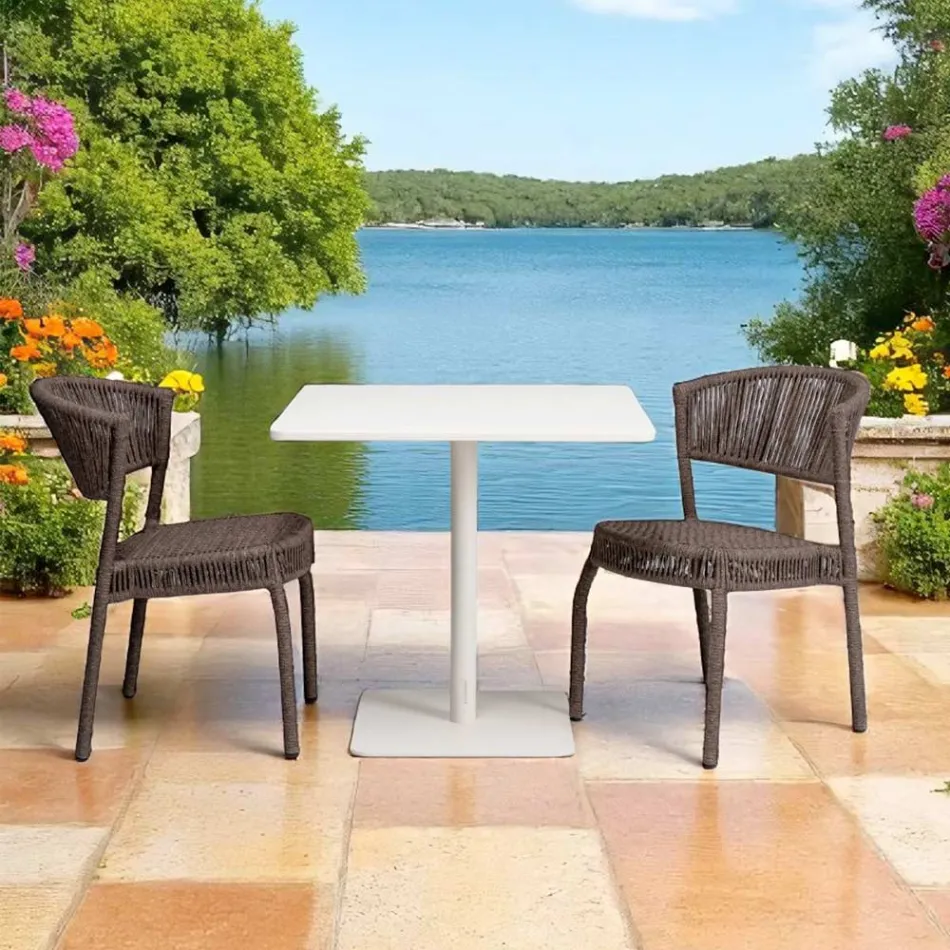 Trädgårdsstol i aluminium och repväv - Algedi Viadurini