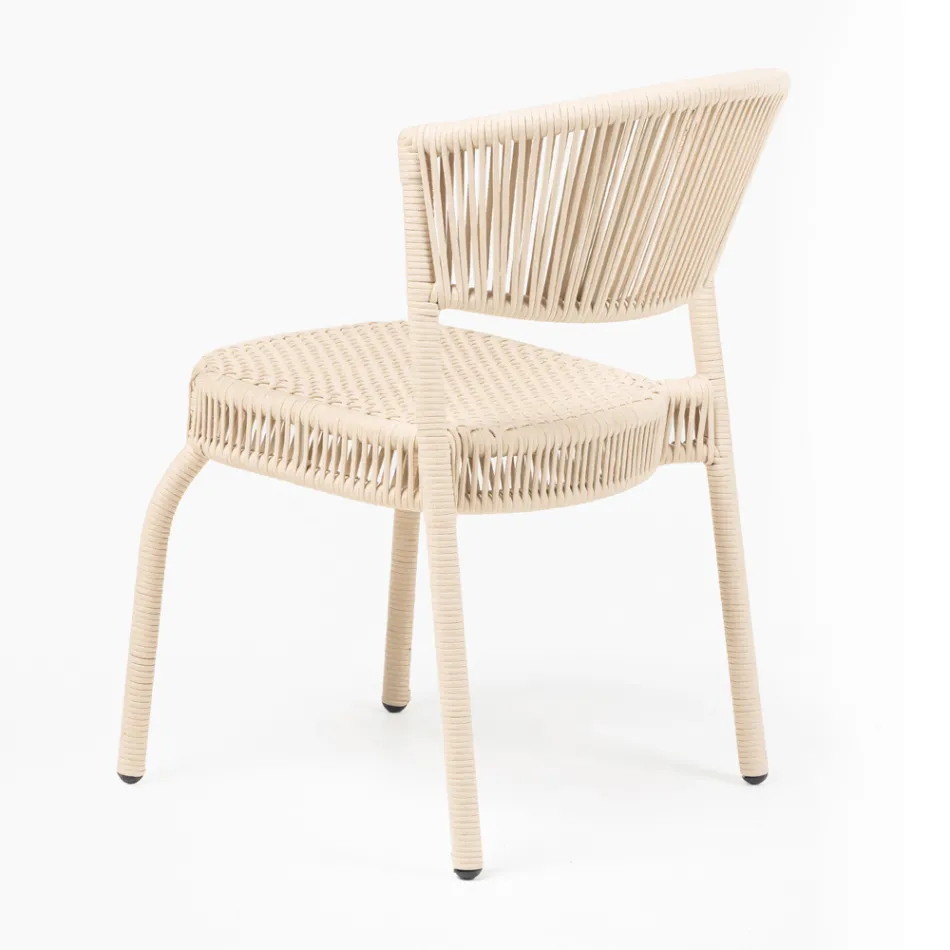 Trädgårdsstol i aluminium och repvävning - Algedi Viadurini