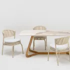 Trädgårdsstol i aluminium och repvävning - Algedi Viadurini