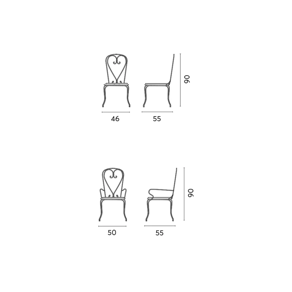 Trädgårdsstol i svartmålat järn med stapelbar struktur - Nacim Viadurini