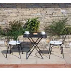 Trädgårdsstol i svartmålat järn med stapelbar struktur - Nacim Viadurini