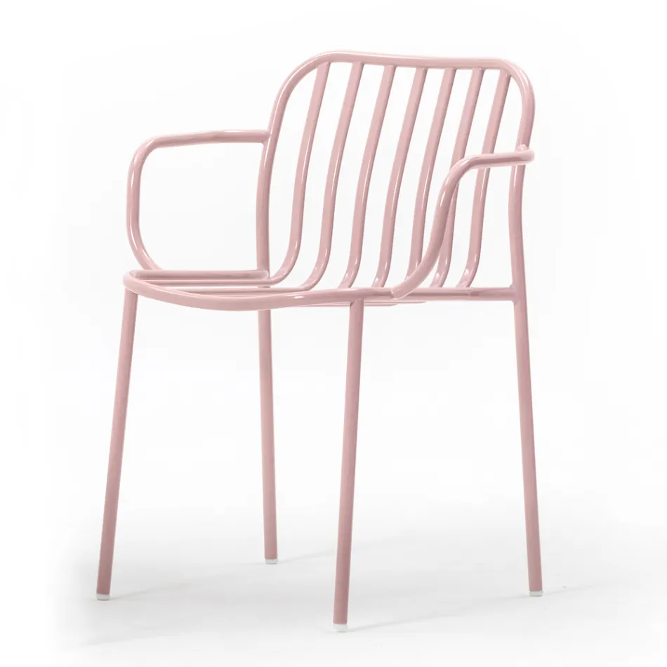 Trädgårdsstol i metall med armstöd Made in Italy 2 delar - helt enkelt Viadurini