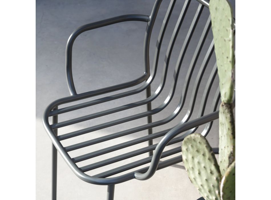 Trädgårdsstol i metall med armstöd Made in Italy 2 delar - helt enkelt Viadurini