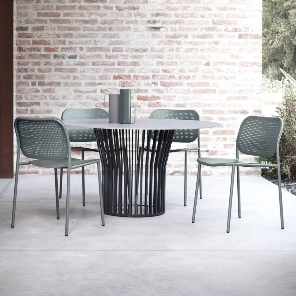 Trädgårdsstol i målad metall Made in Italy 2 delar - Synergy Viadurini