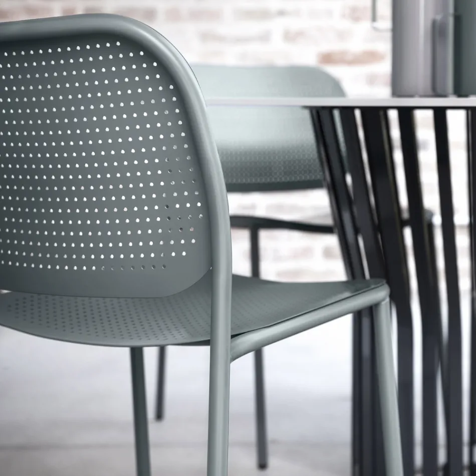 Trädgårdsstol i målad metall Made in Italy 2 delar - Synergy Viadurini