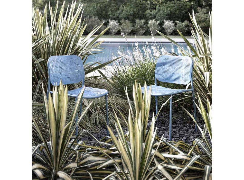 Trädgårdsstol i målad metall Made in Italy 2 delar - Synergy Viadurini