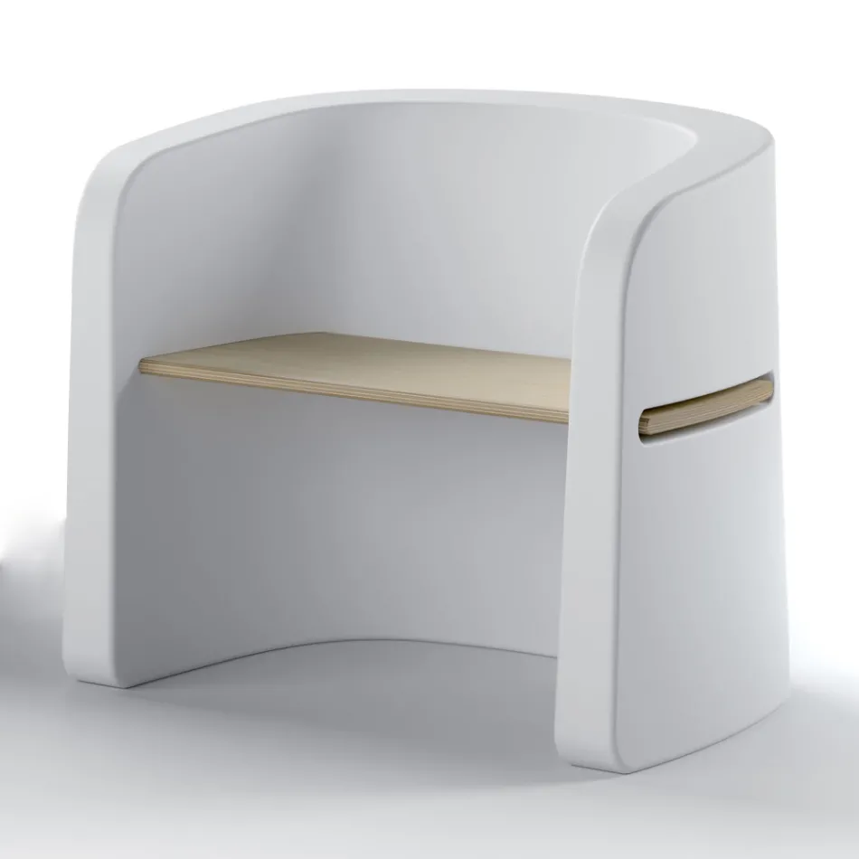 Trädgårdstol i polyeten och björkträ tillverkad i Italien - Talula Viadurini