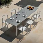 Trädgårdsstol i textilen och aluminium bas Tillverkad i Italien - Milanka Viadurini