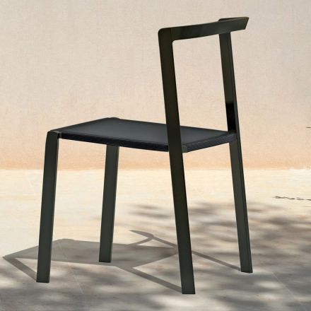 Trädgårdsstol i textilen och aluminium bas Tillverkad i Italien - Milanka Viadurini