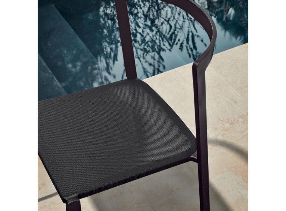 Trädgårdsstol i textilen och aluminium bas Tillverkad i Italien - Milanka Viadurini