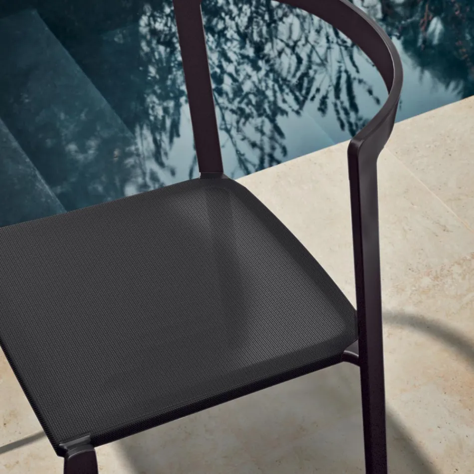 Trädgårdsstol i textilen och aluminium bas Tillverkad i Italien - Milanka Viadurini