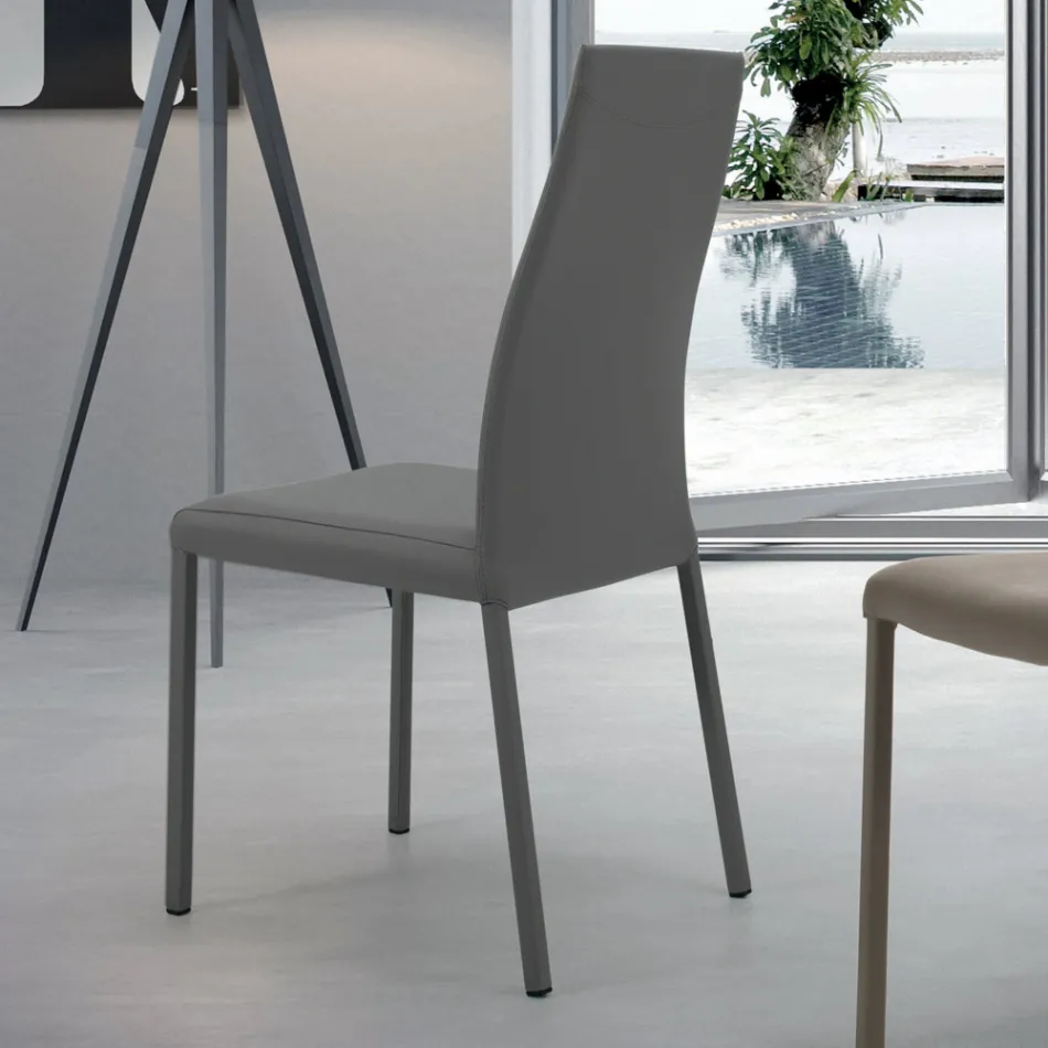 Inomhusstol med struktur och sits i belagt stål Tillverkad i Italien - Padua Viadurini