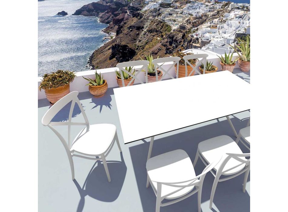 Stapelbar stol inomhus och utomhus i förstärkt harts med glasfiber - Naira Viadurini