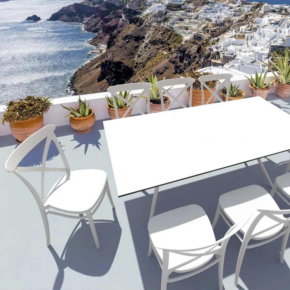 Stapelbar stol inomhus och utomhus i förstärkt harts med glasfiber - Naira Viadurini