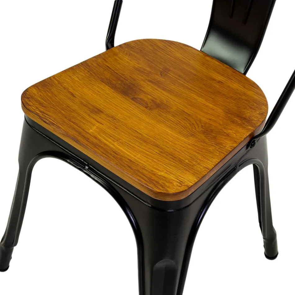 Stol för inomhus- och utomhusbruk av järn och med sits av trä - Brevpapper Viadurini