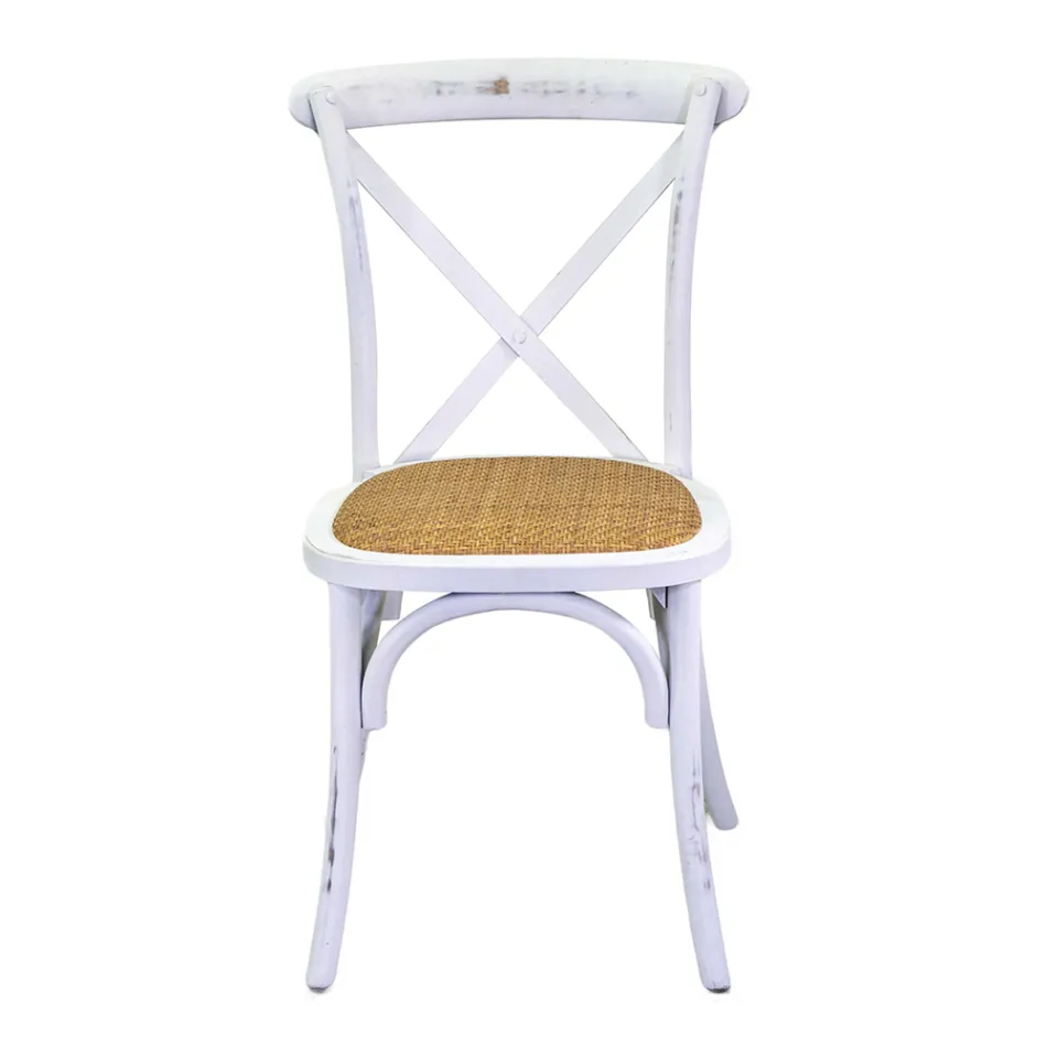 Stapelbar inomhusstol i björkträ och rottingsits - Barriera Viadurini