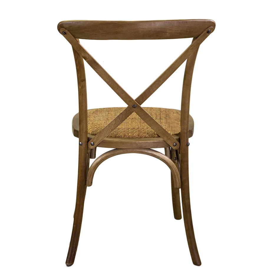 Stapelbar inomhusstol i björkträ och rottingsits - Barriera Viadurini