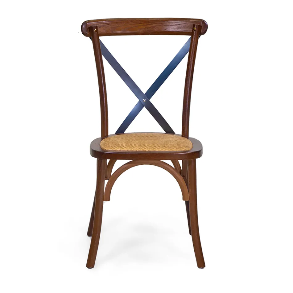 Stapelbar inomhusstol i ekträ och rottingsits - Barriera Viadurini