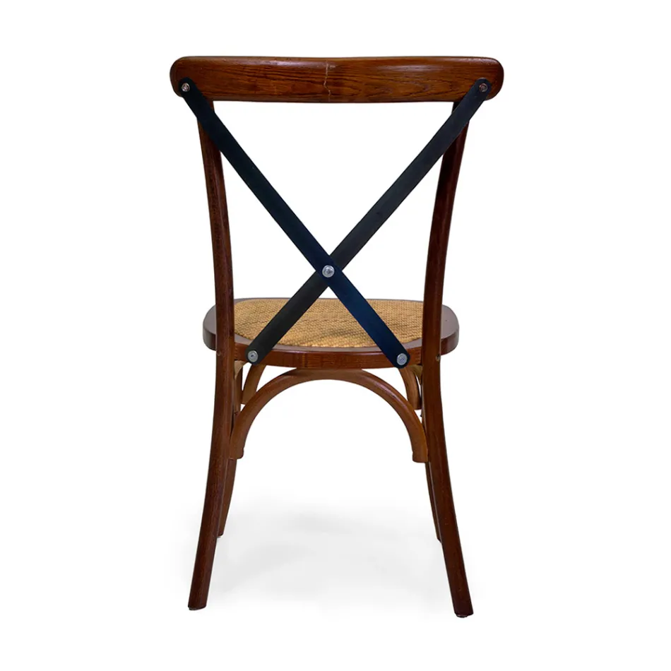 Stapelbar inomhusstol i ekträ och rottingsits - Barriera Viadurini