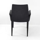 Matstol med armstöd klädda i svart läder Tillverkad i Italien - Meyer Viadurini