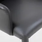Matstol med armstöd klädda i svart läder Tillverkad i Italien - Meyer Viadurini