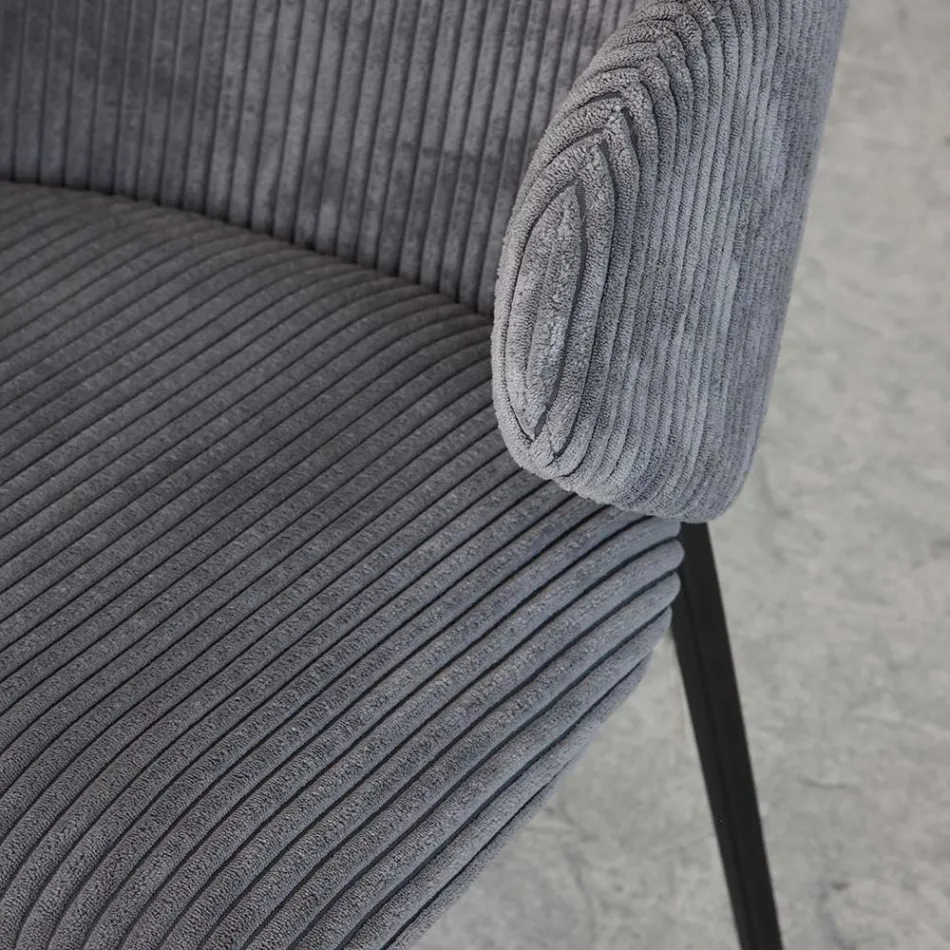 Matstol med metallram och manchestersits - Ridni Viadurini