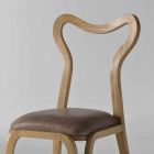 trä och läder matstol modern design, l.41xp.46 cm, Carol Viadurini
