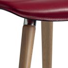 Matstol i regenererat läder med träben tillverkad i Italien - Luke Viadurini