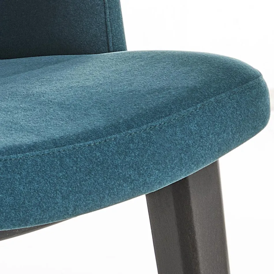 Matstol i trä med flaskgrön sammetssits Tillverkad i Italien - Eddard Viadurini