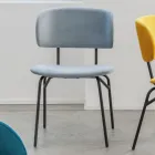 Matstol i metall och fläckbeständig sammet, 2 delar - Valnerina Viadurini