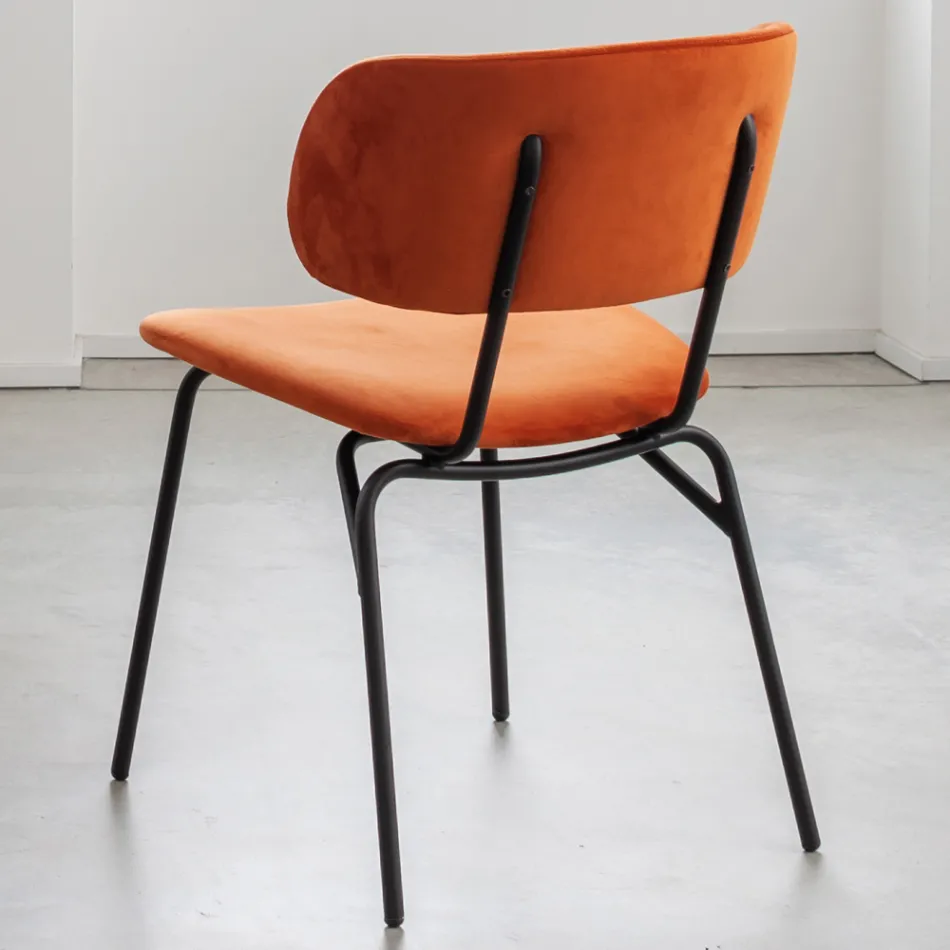 Matstol i metall och fläckbeständig sammet, 2 delar - Valnerina Viadurini