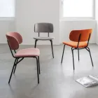 Matstol i metall och fläckbeständig sammet, 2 delar - Valnerina Viadurini