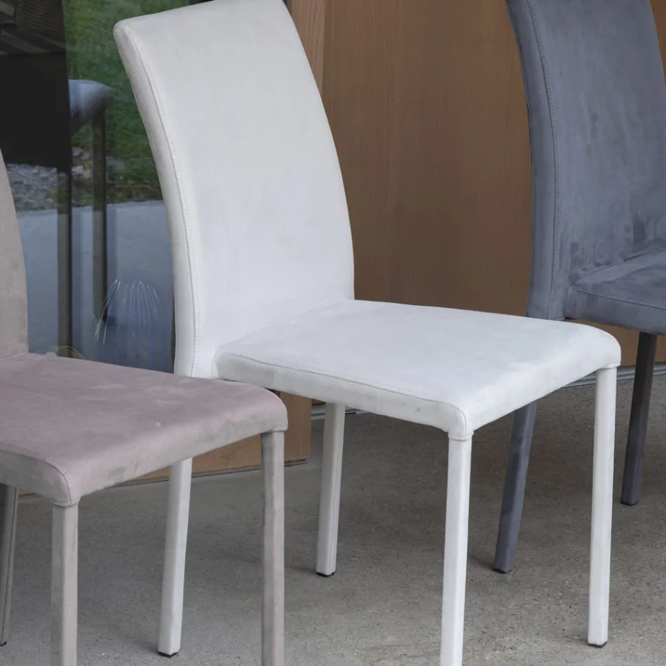 Matstol i metall klädd i färgad Econabuk, 4 delar - Anita Viadurini