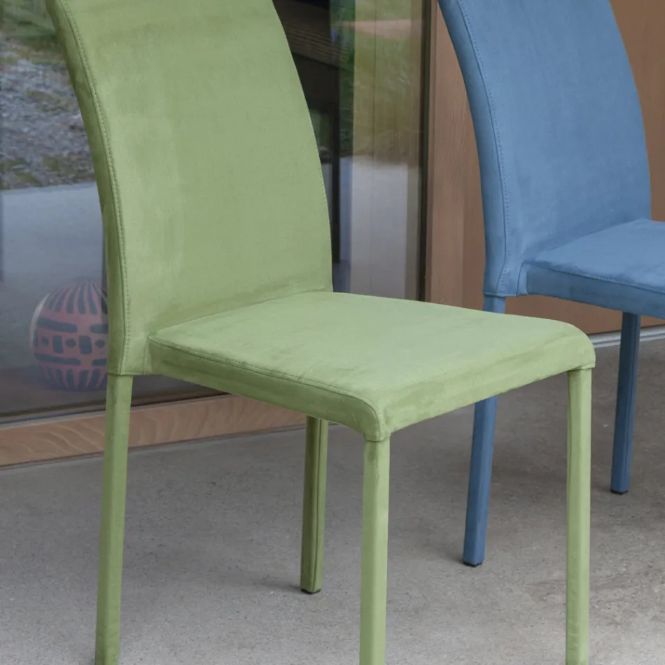 Matstol i metall klädd i färgad Econabuk, 4 delar - Anita Viadurini