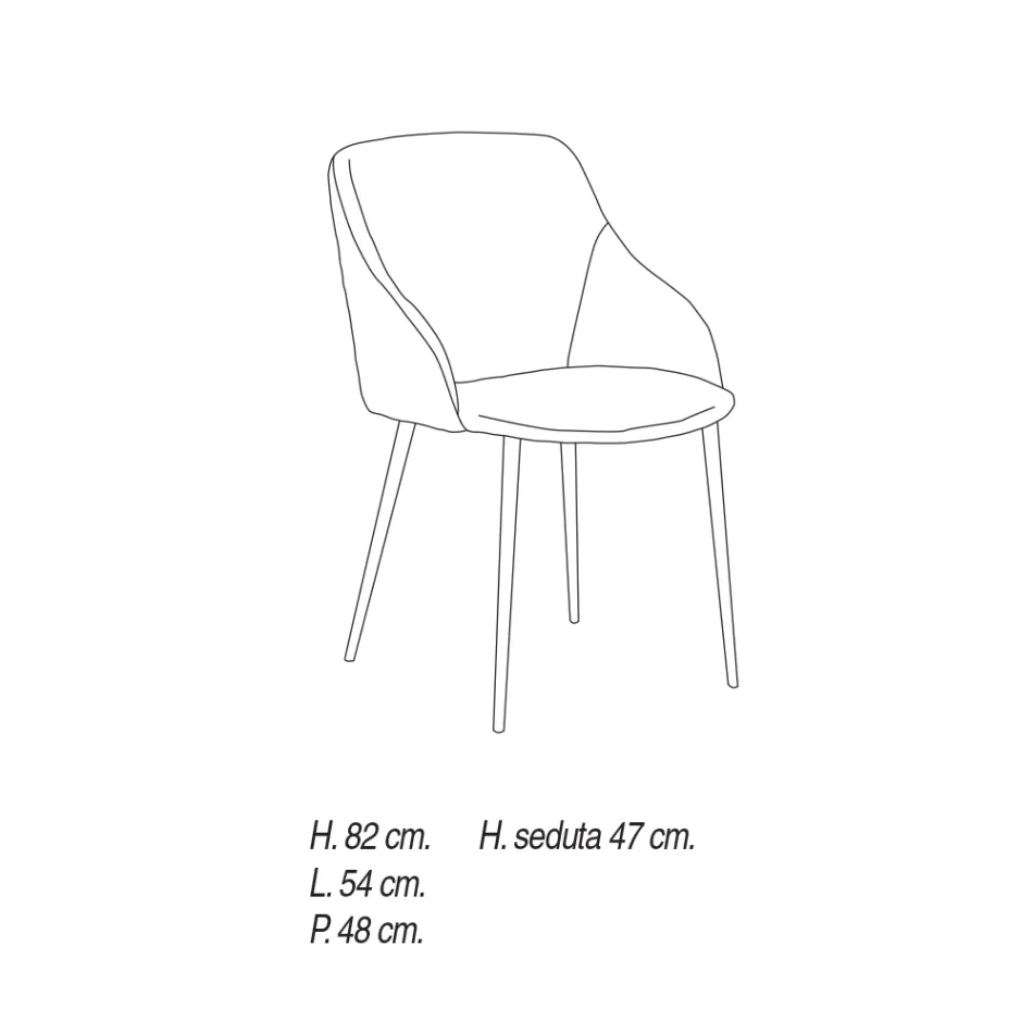 Matstol i metall klädd i mikrofiber Tillverkad i Italien - Suzanne Viadurini