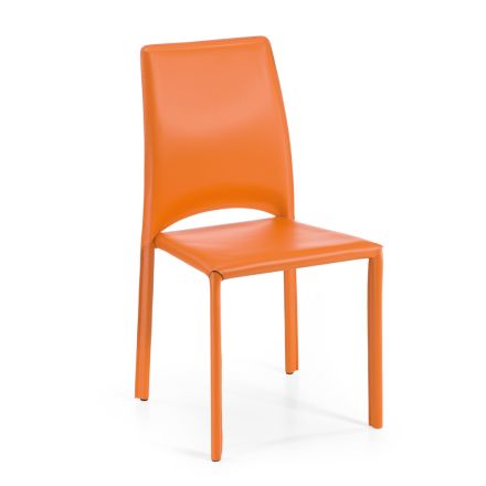 Matstol i orange regenererat läder Tillverkad i Italien - Träd Viadurini