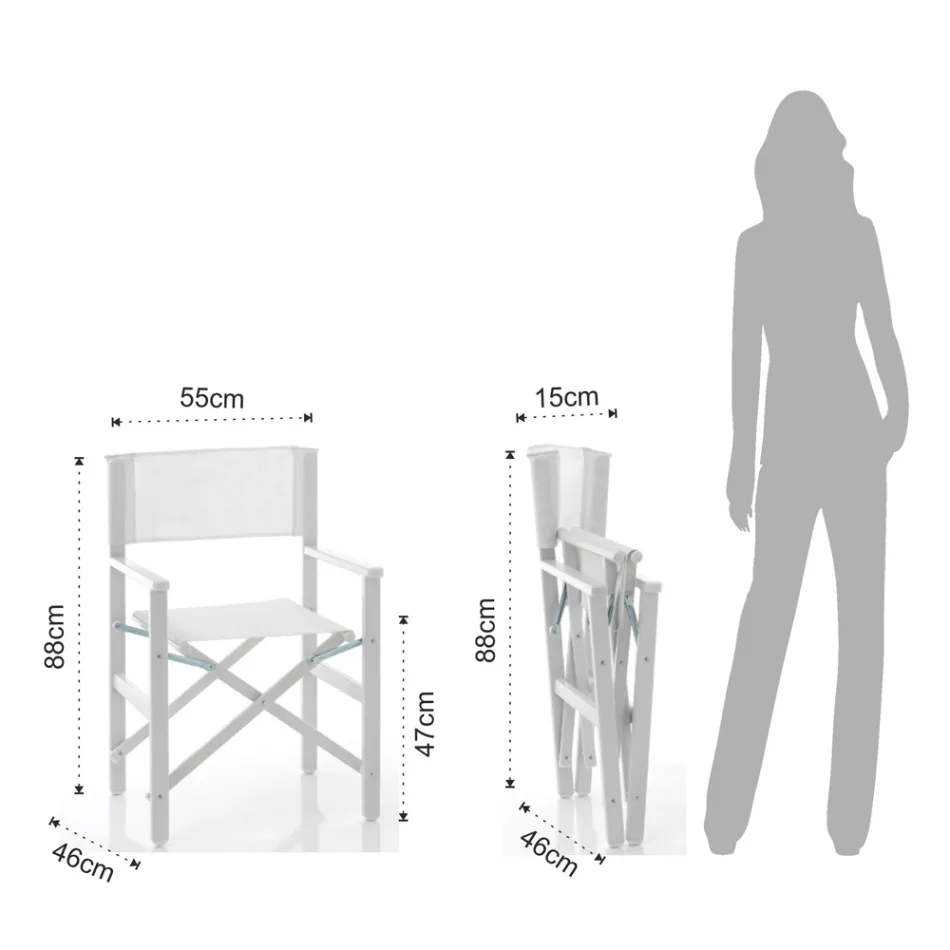 Fällbar direktörsstol i aluminium och textilen - Fluoro Viadurini