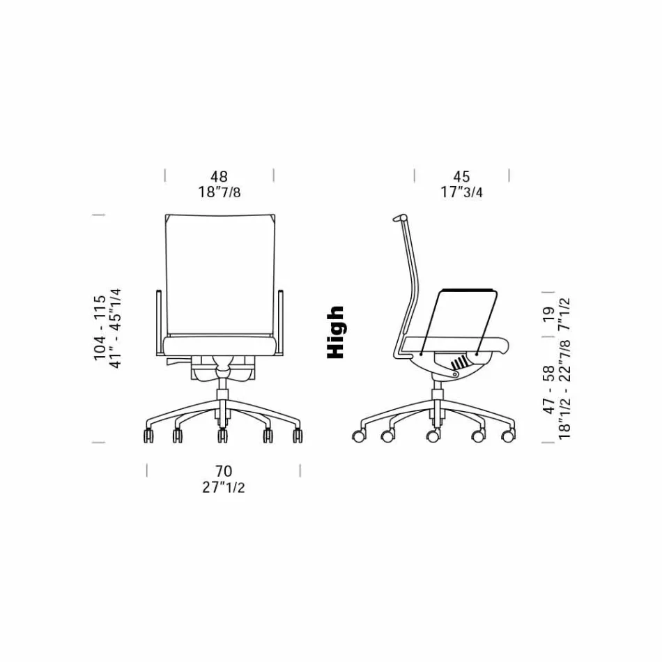 Ergonomisk svängbar skrivbordsstol med hjul och armstöd - Gimiglia Viadurini